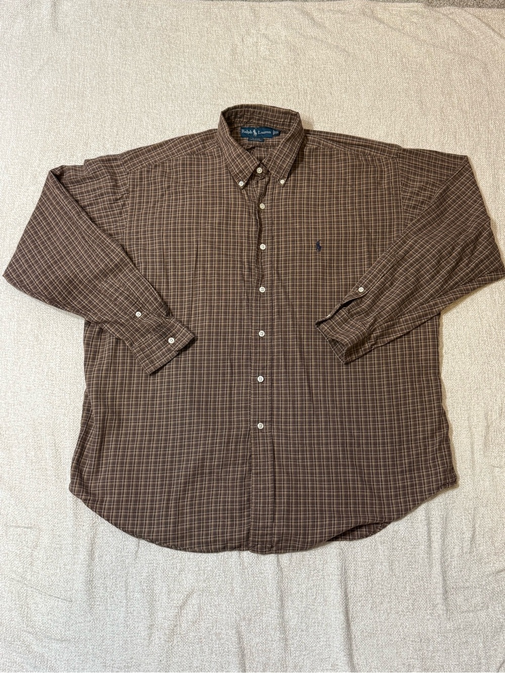 Ralph Lauren Blake XL Brown Plaid Shirt Vintage Preppy Dark Academia Pony